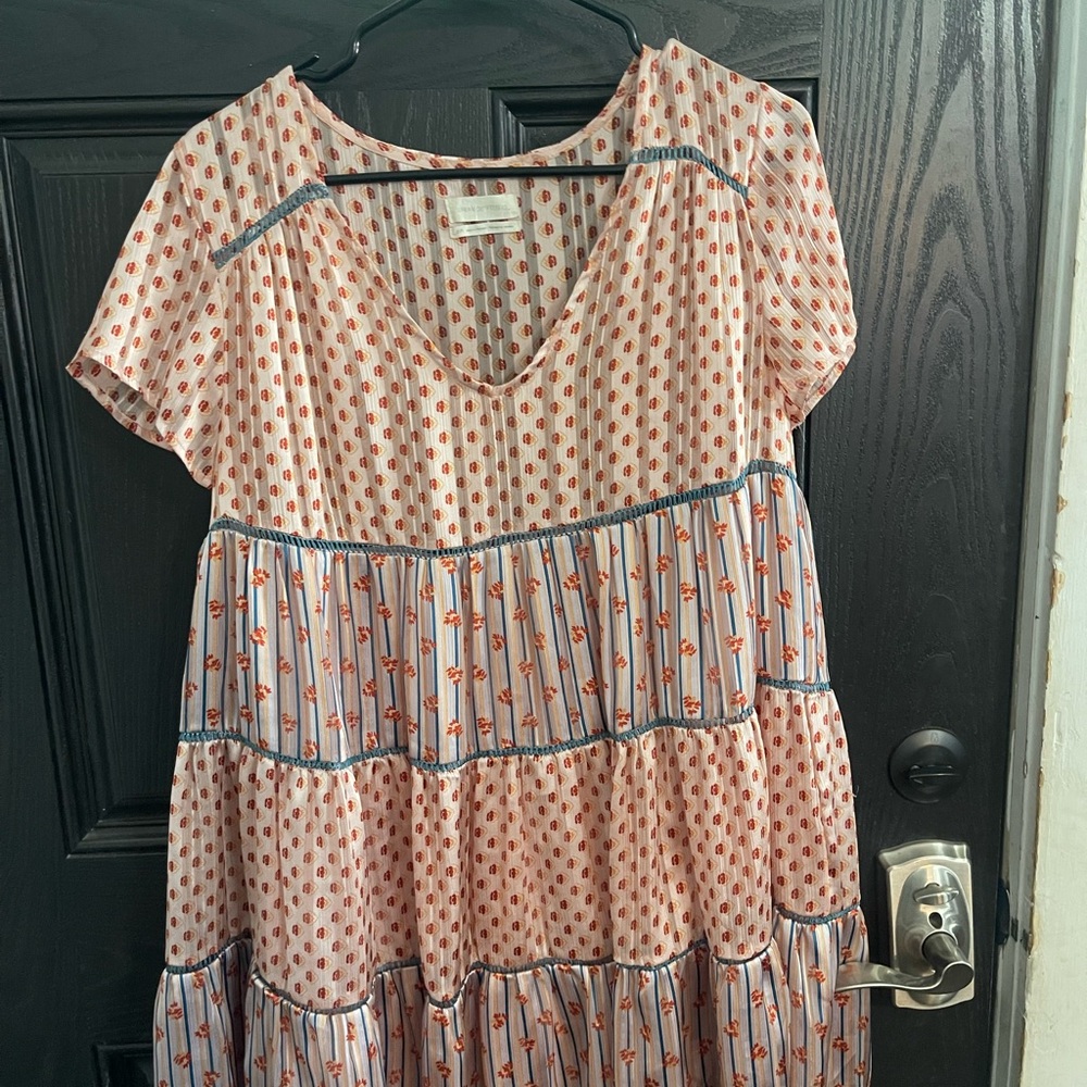 Urban Outfitters Pink and Red Patterned Blouse